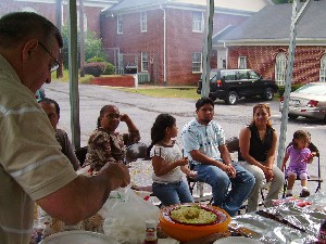 Getting the food ready.