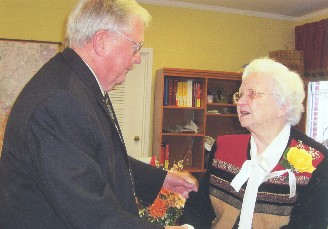 Rex Chilton with Charter Member Mary Dunn.